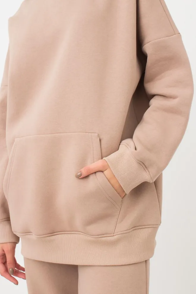 Женский худи оверсайз из хлопка на флисе Sport Style 4409/160 Giulia (beige)