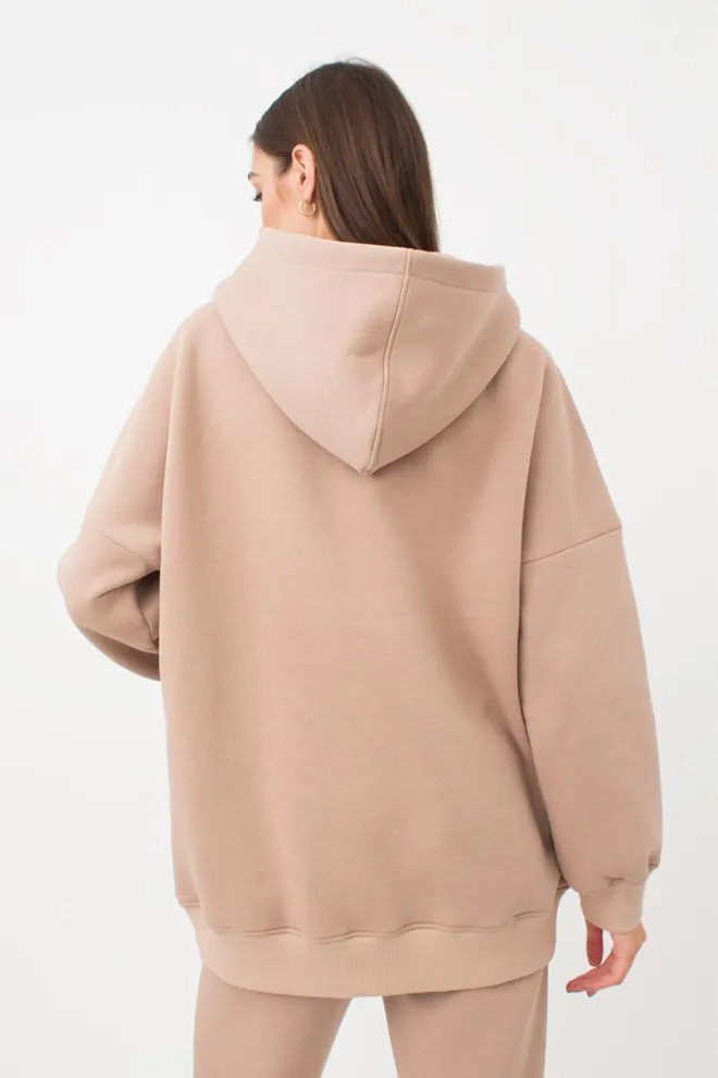 Женский худи оверсайз из хлопка на флисе Sport Style 4409/160 Giulia (beige)