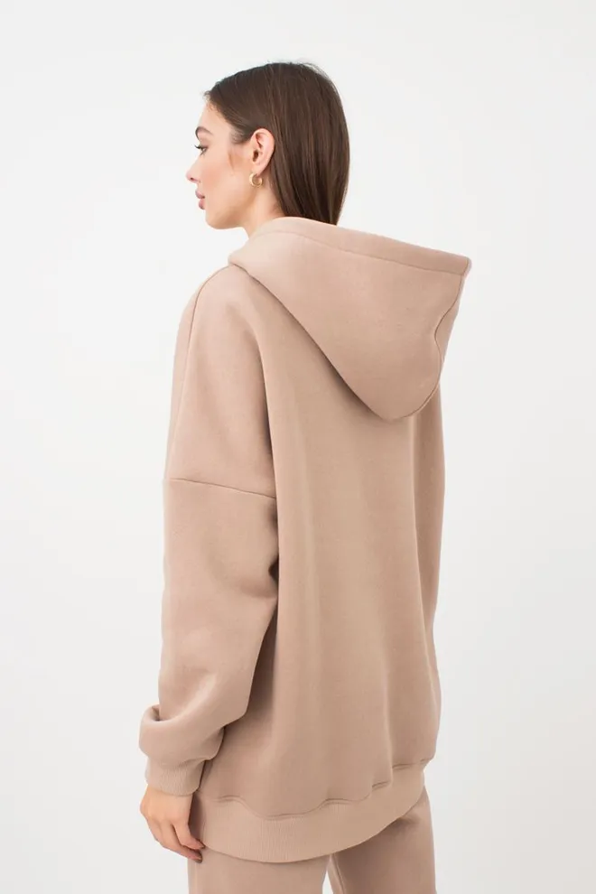 Женский худи оверсайз из хлопка на флисе Sport Style 4409/160 Giulia (beige)