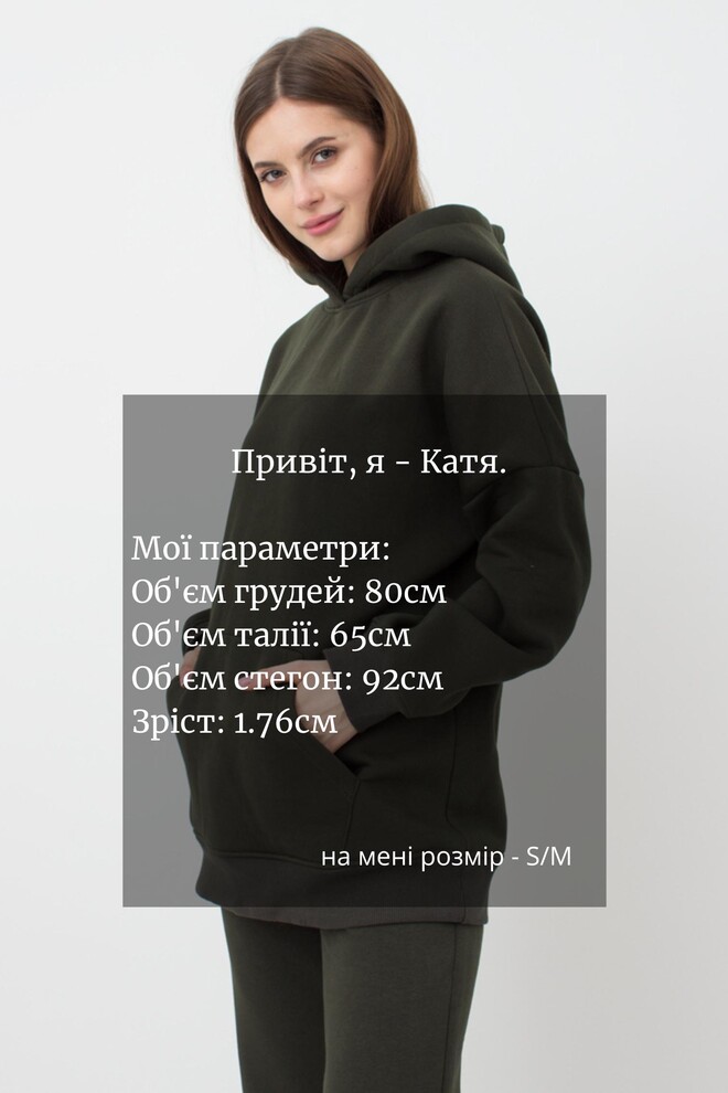 Жіночий худі оверсайз з бавовни на флісі Sport Style 4414/170 Giulia (khaki)