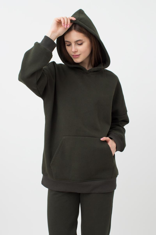 Жіночий худі оверсайз з бавовни на флісі Sport Style 4414/170 Giulia (khaki)