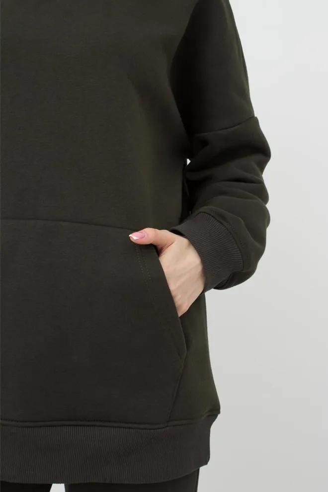 Женский худи оверсайз из хлопка на флисе Sport Style 4414/170 Giulia (khaki)