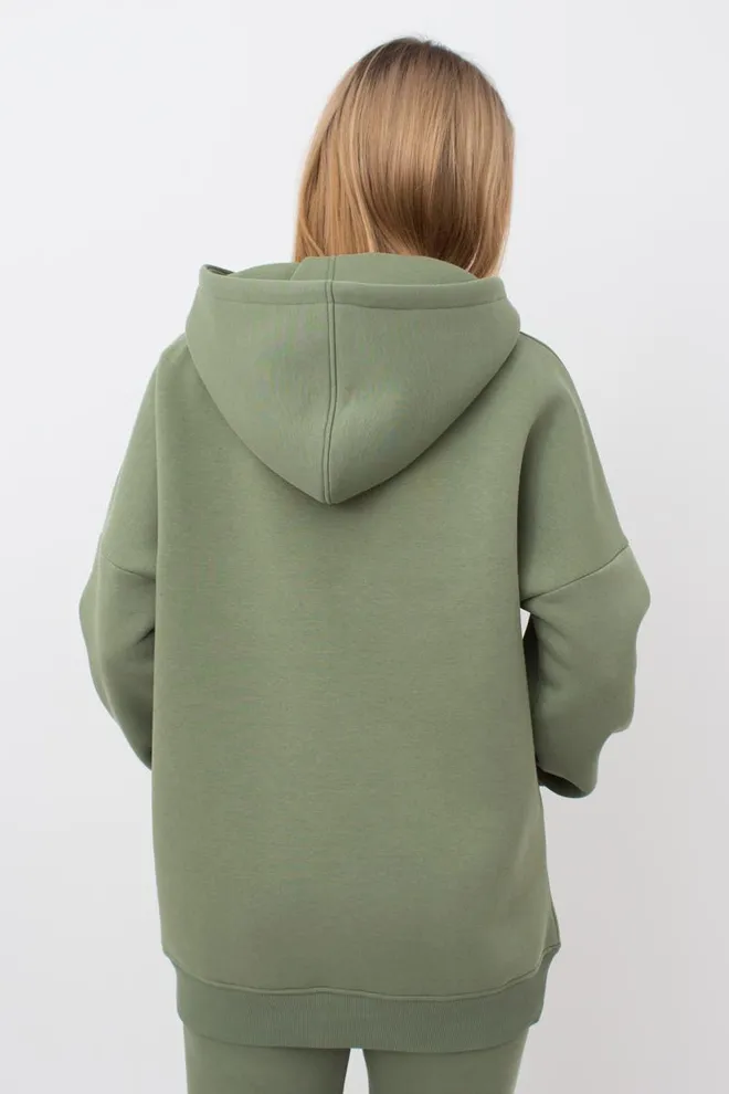 Женский худи оверсайз из хлопка на флисе Sport Style 4409/160 Giulia (olive), зеленый