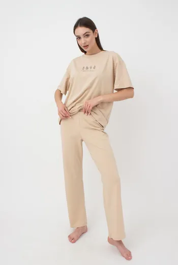 Женские хлопковые штаны Spring flowers 4315/010 Giulia (beige) Женские хлопковые штаны Spring flowers 4315/010 Giulia (beige)