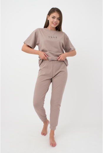 Женские хлопковые штаны Spring flowers 4316/010 Giulia (mokko) Женские хлопковые штаны Spring flowers 4316/010 Giulia (mokko)
