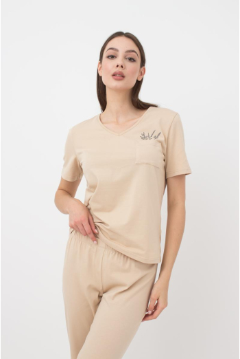 Жіноча футболка з принтом Spring flowers 4805/010 Giulia (beige)