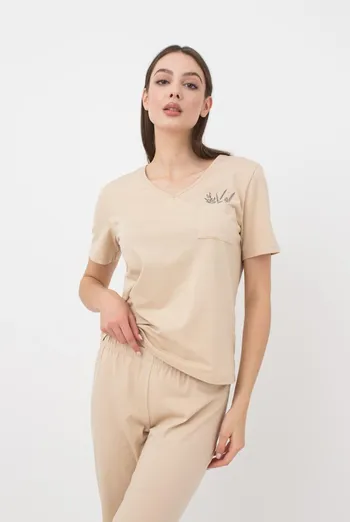 Женская футболка с принтом Spring flowers 4805/010 Giulia (beige)