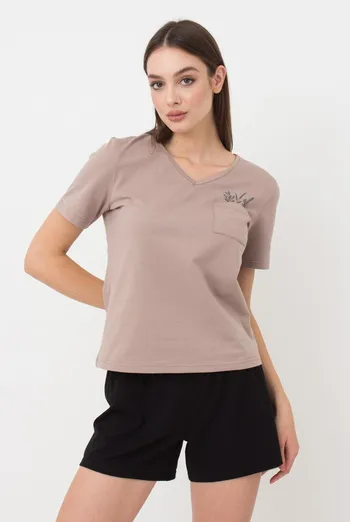 Женская футболка с принтом Spring flowers 4805/010 Giulia (mokko)