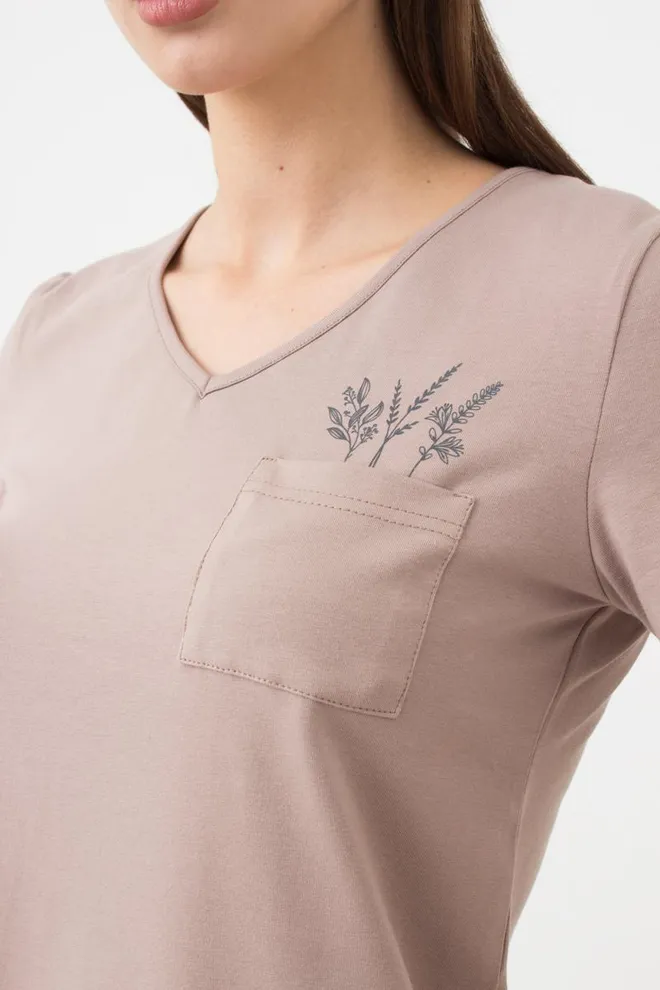 Женская футболка с принтом Spring flowers 4805/010 Giulia (mokko)