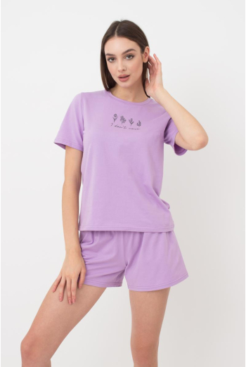 Жіноча бавовняна піжама Spring flowers 6122/010 Giulia (lilac)