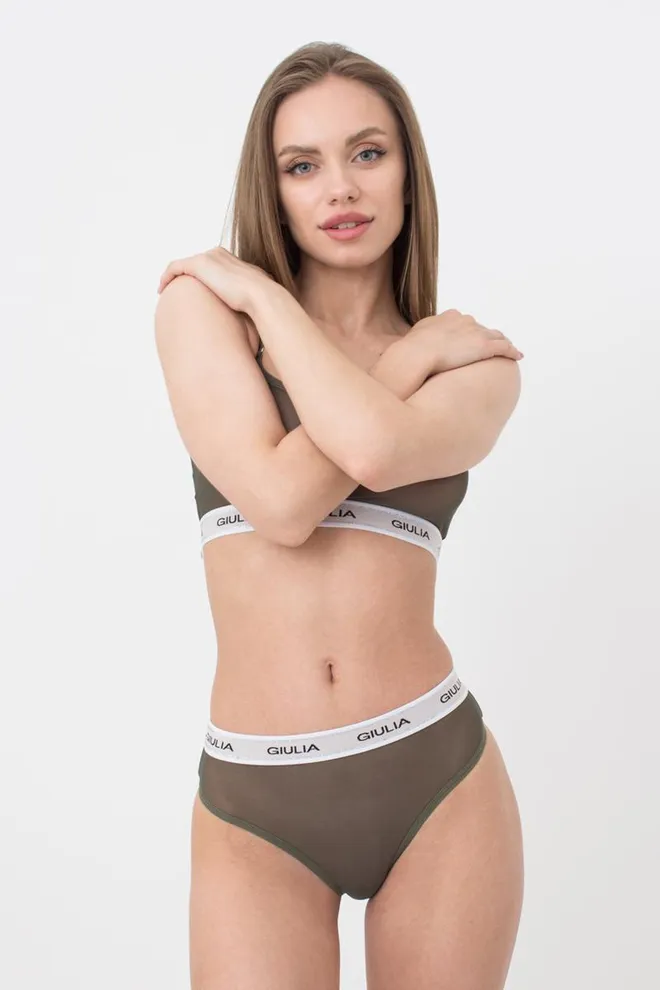 Женские трусы стринги в сетку на резинке String Briefs Net 2101/40 Giulia (khaki)