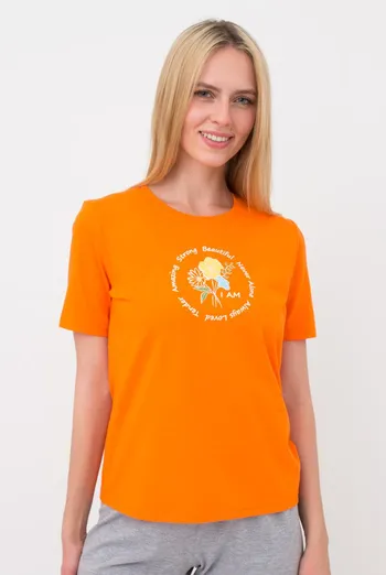 Бавовняна футболка з принтом Strong 4802/010 Giulia (orange)