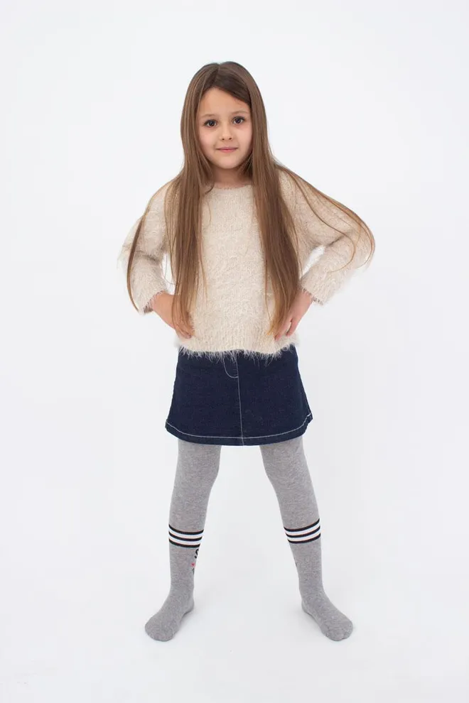 Подростковые колготки с рисунком Super girl D091 teen girl Giulia (light grey melange)