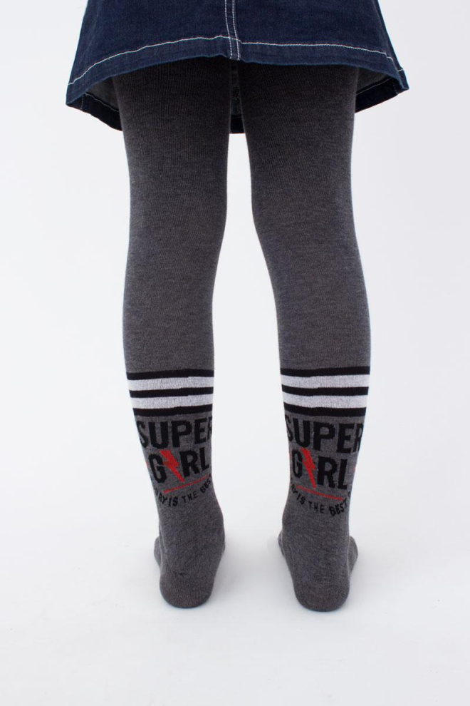 Дитячі колготки з малюнком Super girl D091 Giulia (dark grey melange)