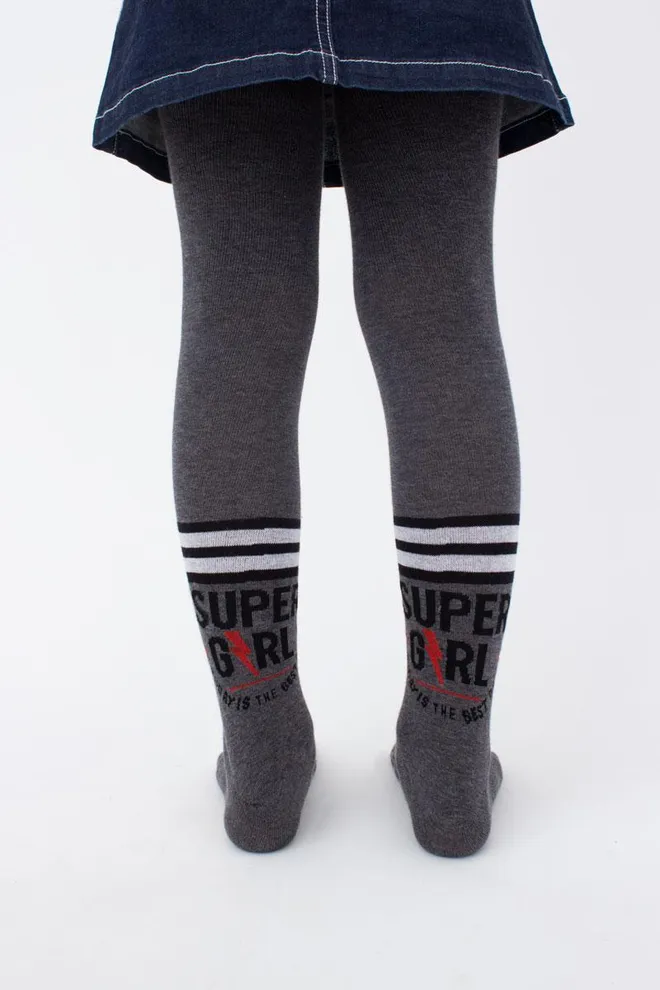 Детские колготки с рисунком Super girl D091 Giulia (dark grey melange)