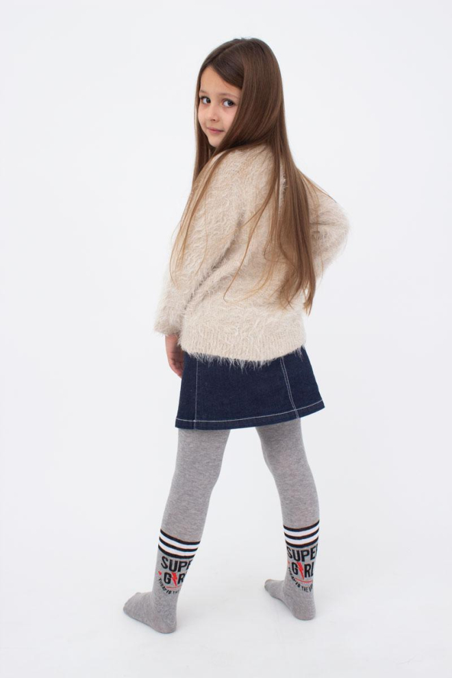 Дитячі колготки з малюнком Super girl D091 Giulia (light grey melange)
