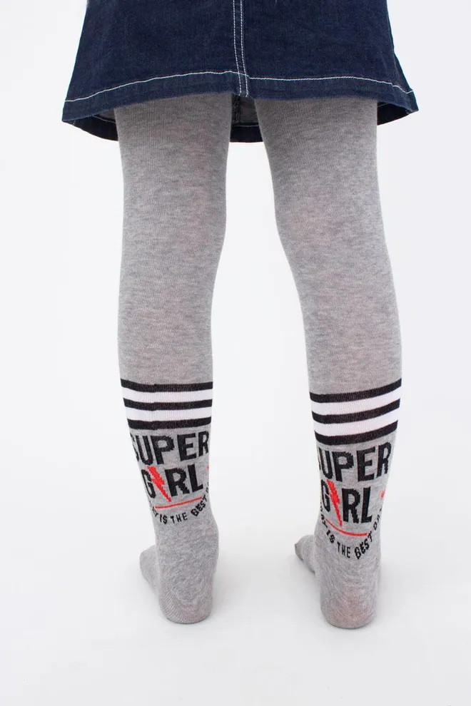 Детские колготки с рисунком Super girl D091 Giulia (light grey melange)