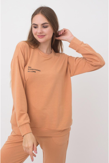 Жіночий світшот з принтом Sweatshirt sport 4408/010 Giulia (camel)