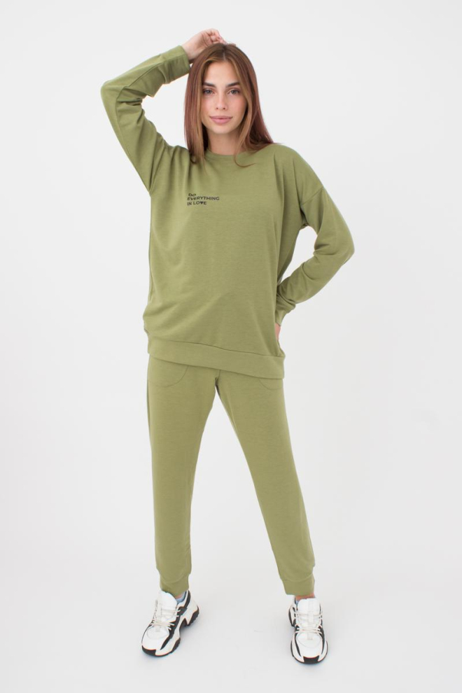 Жіночий світшот з принтом Sweatshirt sport 4408/010 Giulia (khaki)