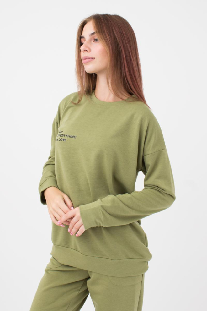 Жіночий світшот з принтом Sweatshirt sport 4408/010 Giulia (khaki)