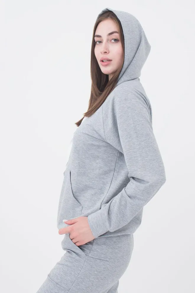 Свитшот с капюшоном женский Sweatshirt sport 4409/010 Giulia (light grey melange)