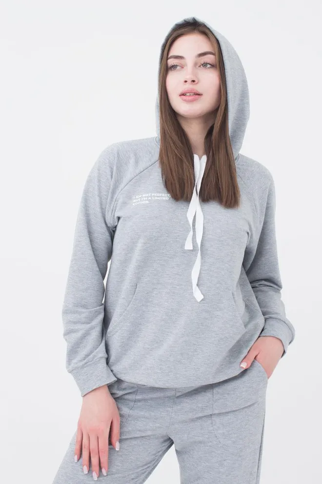 Свитшот с капюшоном женский Sweatshirt sport 4409/010 Giulia (light grey melange)