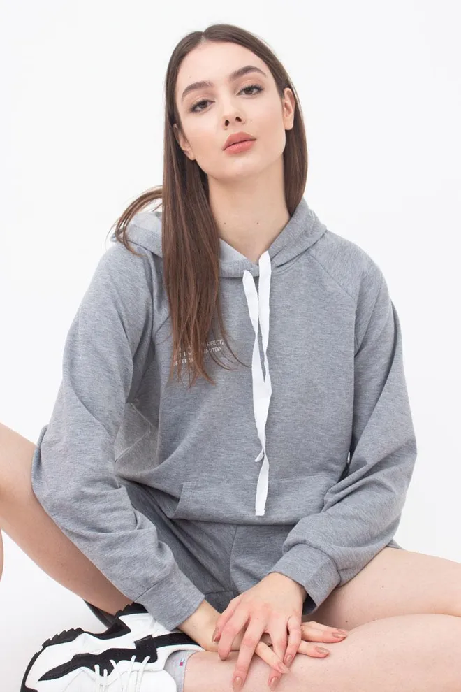 Свитшот с капюшоном женский Sweatshirt sport 4409/010 Giulia (grey melange)
