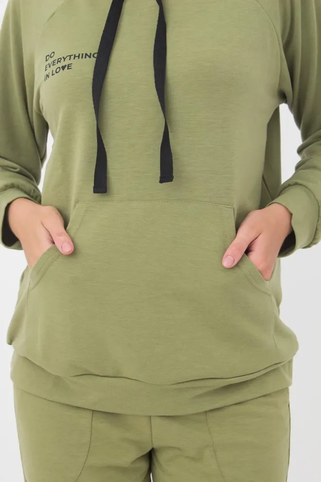 Свитшот с капюшоном женский Sweatshirt sport 4409/010 Giulia (khaki)