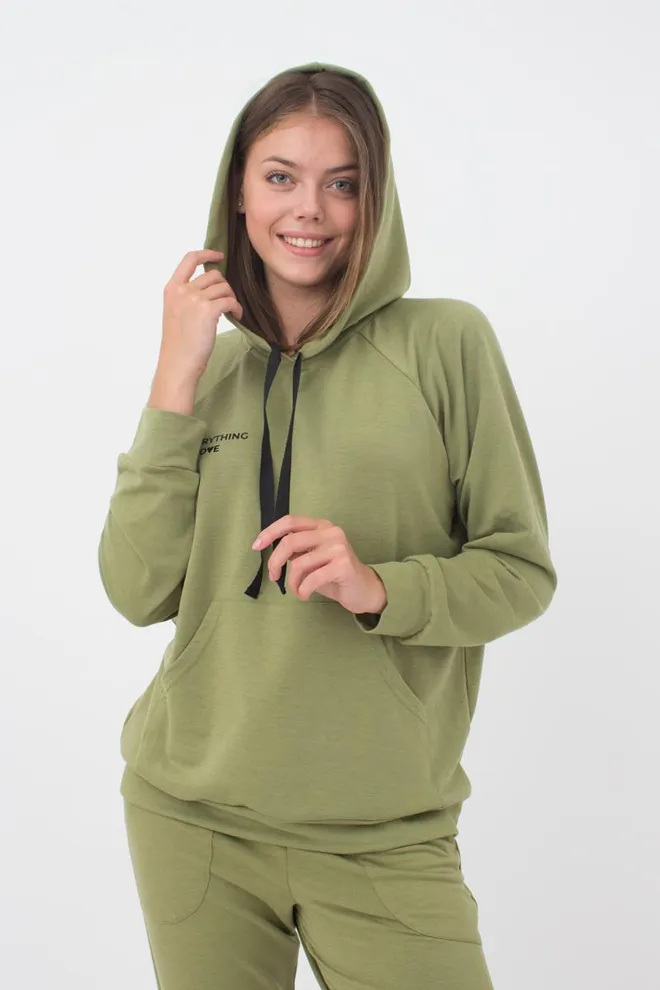 Свитшот с капюшоном женский Sweatshirt sport 4409/010 Giulia (khaki)