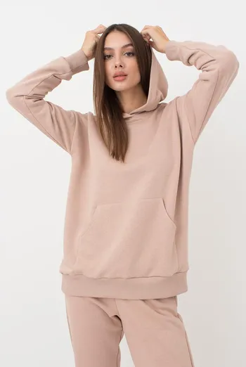 Женский худи из хлопка Sweatshirt sport 4409/160 Giulia (mokko)