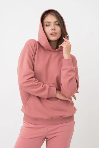 Женский худи из хлопка Sweatshirt sport 4409/160 Giulia (french rose)