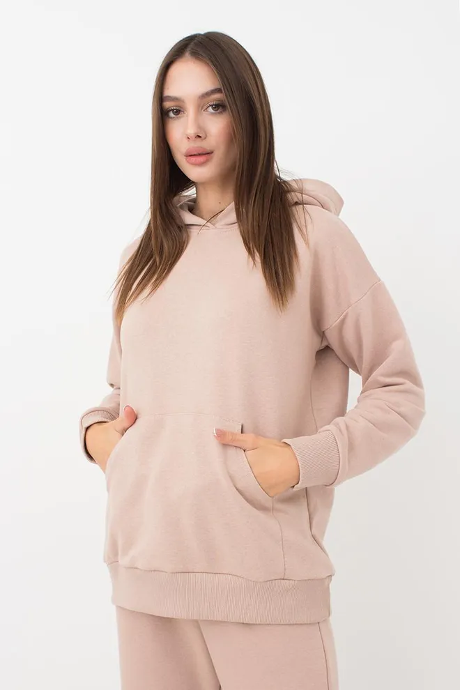 Женский худи из хлопка Sweatshirt sport 4409/160 Giulia (mokko)