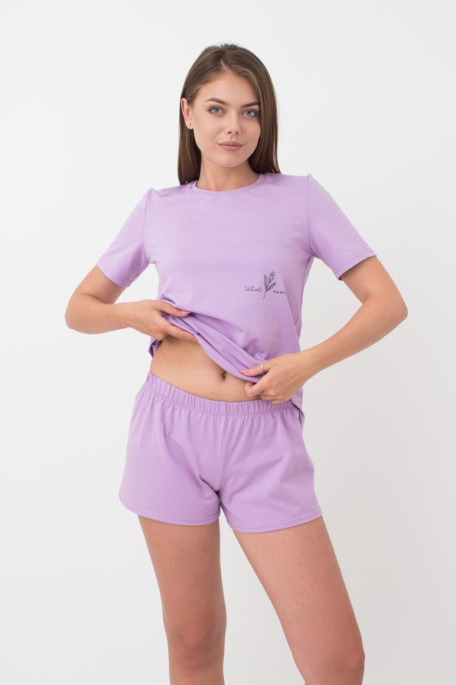 Жіночі бавовняні шорти SPRING FLOWERS 4207/010 Giulia (lilac), фіолетовий