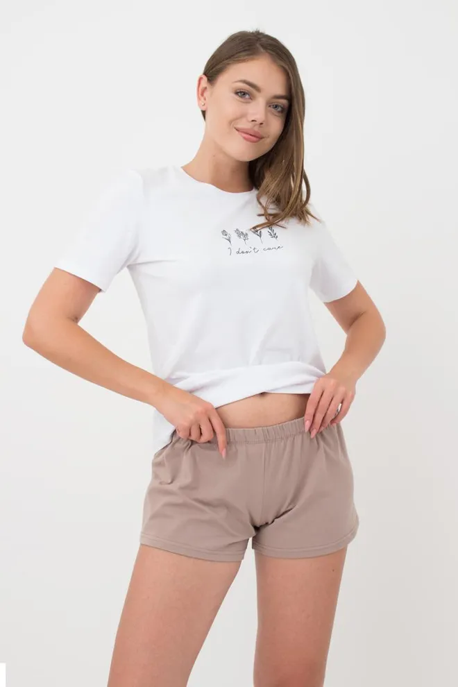 Женские хлопковые шорты Spring flowers 4207/010 Giulia (mokko)