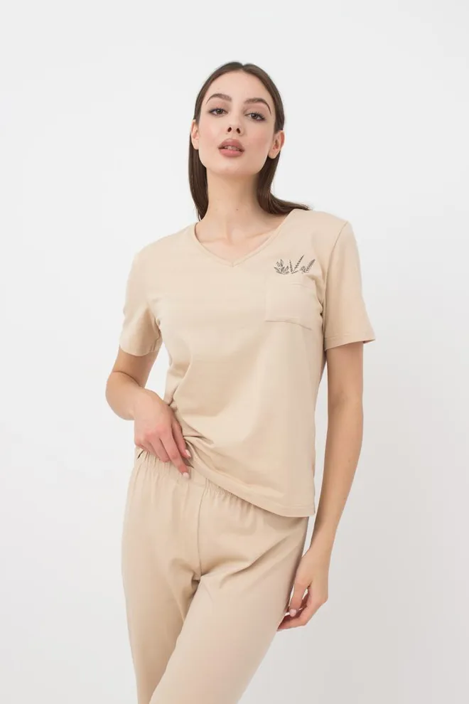 Жіноча футболка з принтом Spring flowers 4805/010 Giulia (beige)