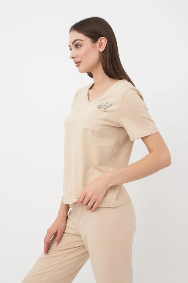 Жіноча футболка з принтом Spring flowers 4805/010 Giulia (beige)