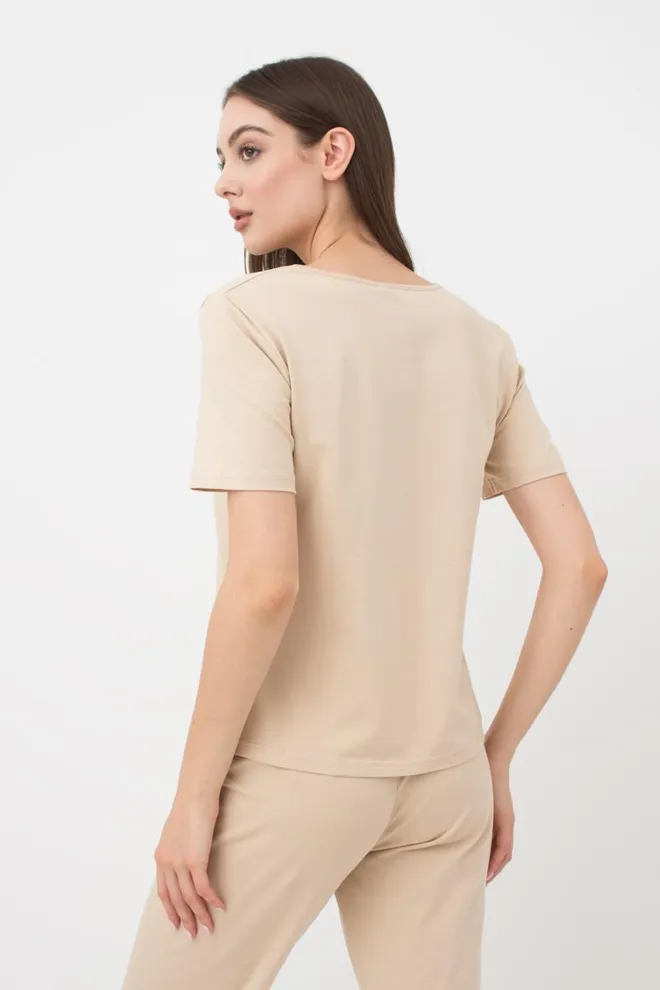 Жіноча футболка з принтом Spring flowers 4805/010 Giulia (beige)