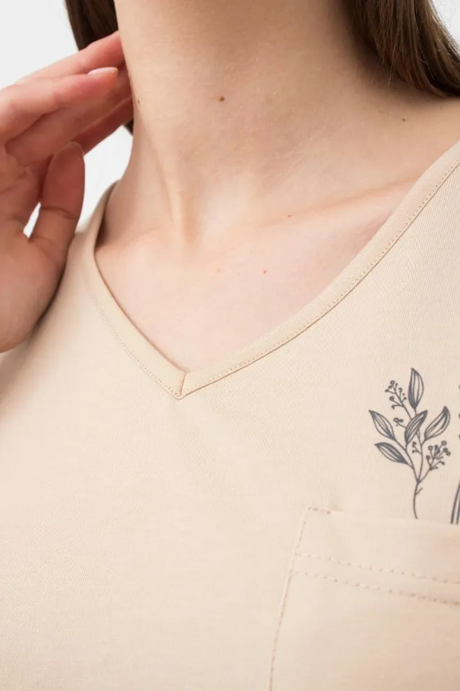 Жіноча футболка з принтом Spring flowers 4805/010 Giulia (beige)