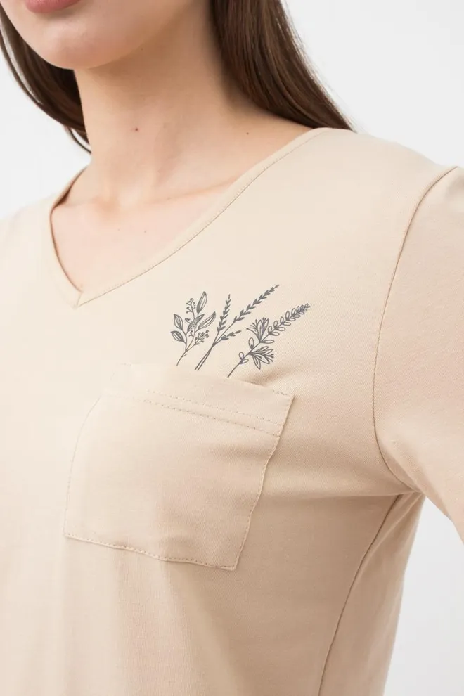 Жіноча футболка з принтом Spring flowers 4805/010 Giulia (beige)