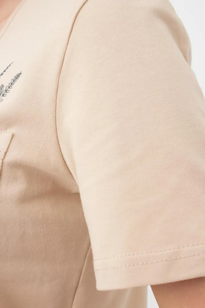 Жіноча футболка з принтом Spring flowers 4805/010 Giulia (beige)