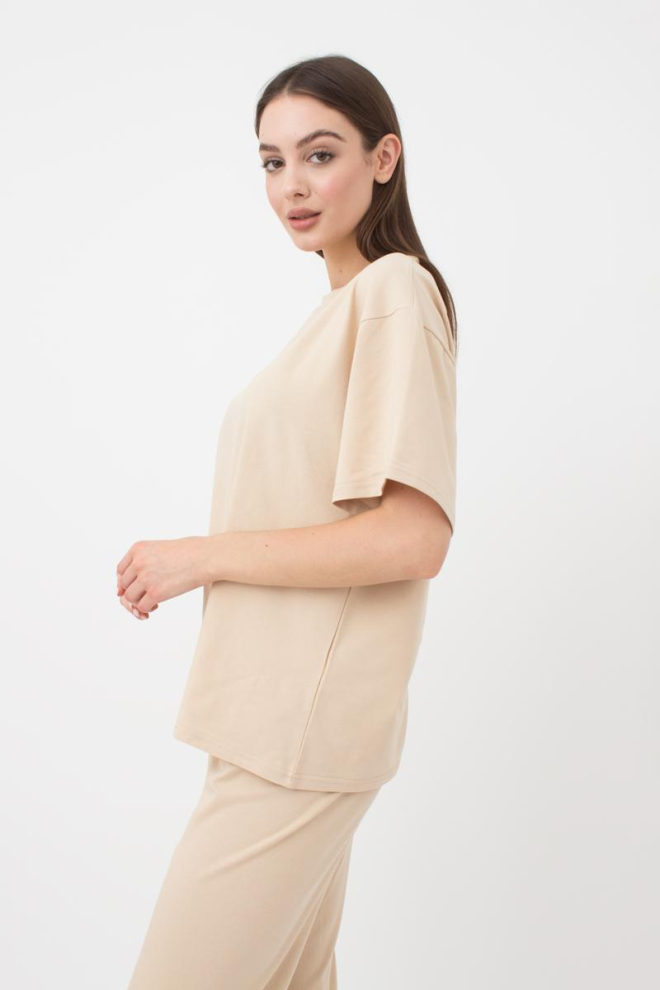Жіноча футболка оверсайз з принтом Spring flowers 4806/010 Giulia (beige)