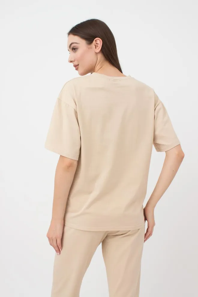 Женская футболка оверсайз с принтом Spring flowers 4806/010 Giulia (beige)