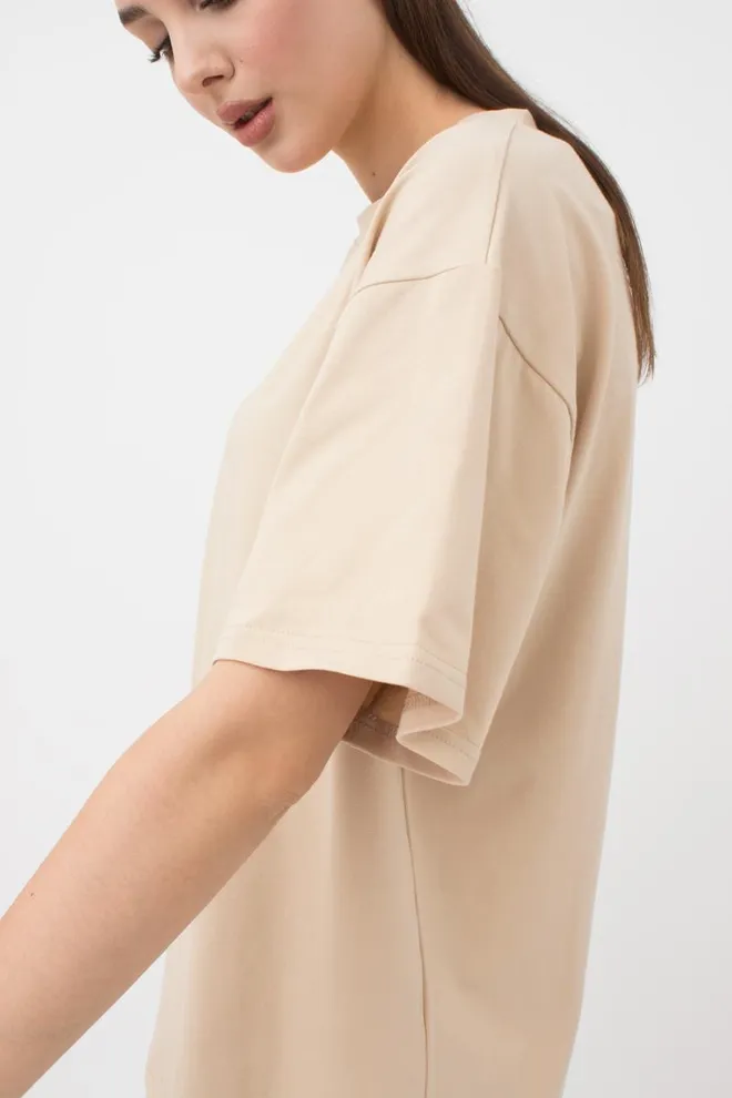 Женская футболка оверсайз с принтом Spring flowers 4806/010 Giulia (beige)