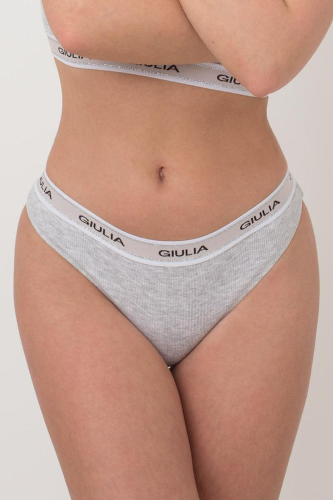 Жіночі труси стрінги у рубчик String briefs rib 2101/60 Giulia (grey)