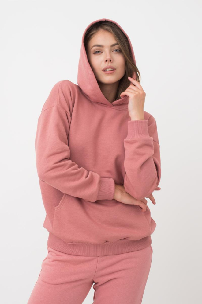 Жіночий худі з бавовни Sweatshirt sport 4409/160 Giulia (french rose)