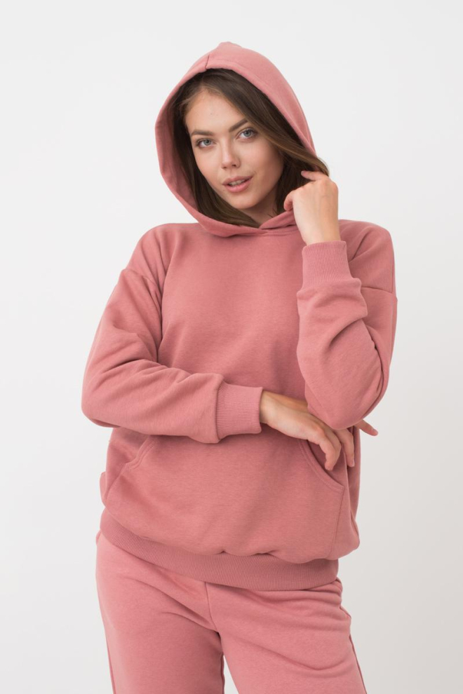 Жіночий худі з бавовни Sweatshirt sport 4409/160 Giulia (french rose)
