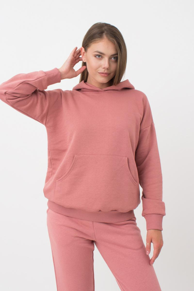 Жіночий худі з бавовни Sweatshirt sport 4409/160 Giulia (french rose)
