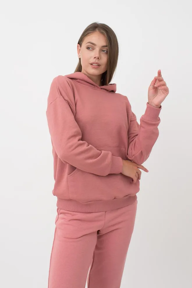 Женский худи из хлопка Sweatshirt sport 4409/160 Giulia (french rose)