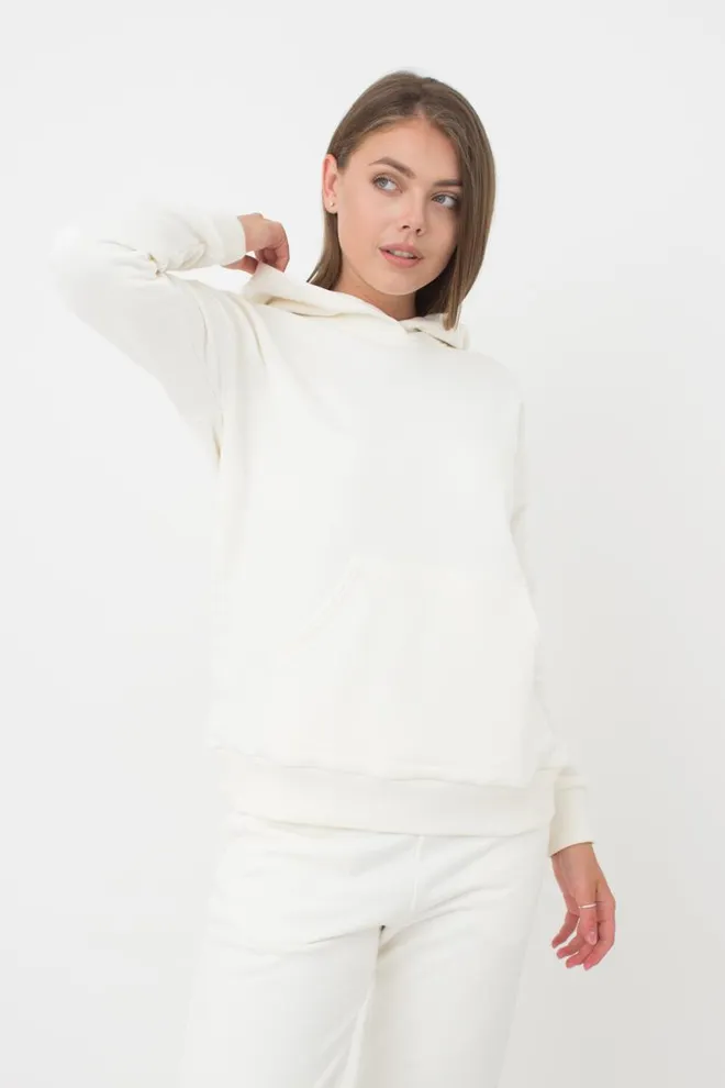 Женский худи из хлопка Sweatshirt sport 4409/160 Giulia (milk)