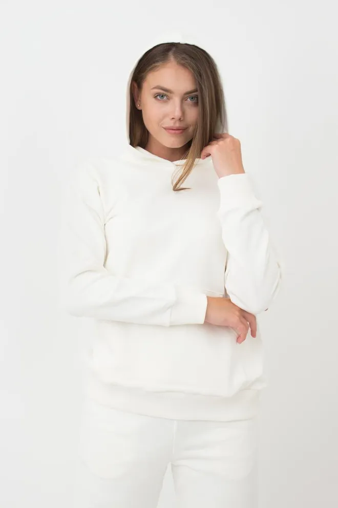 Женский худи из хлопка Sweatshirt sport 4409/160 Giulia (milk)